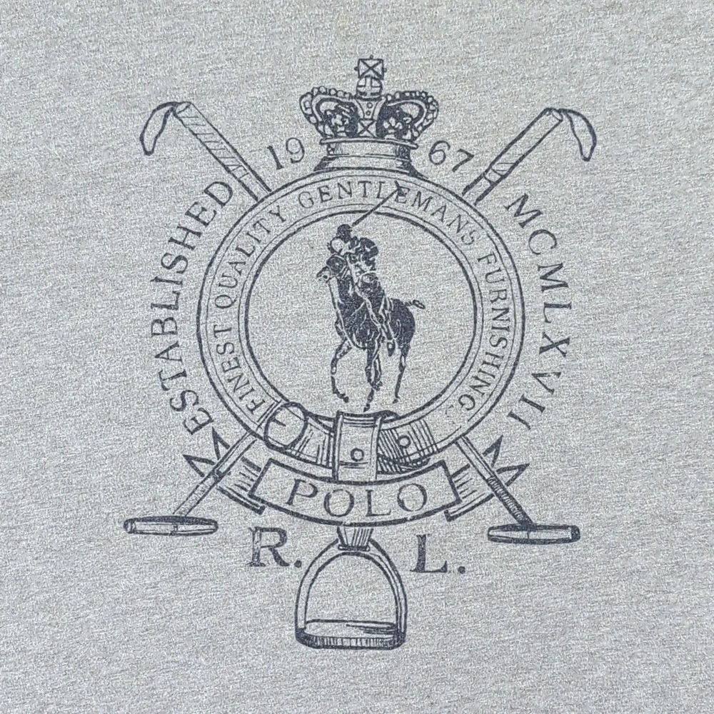 Polo Ralph Lauren Graphic T-Shirt Mens L Gray Crest Logo Short Sleeve Cotton